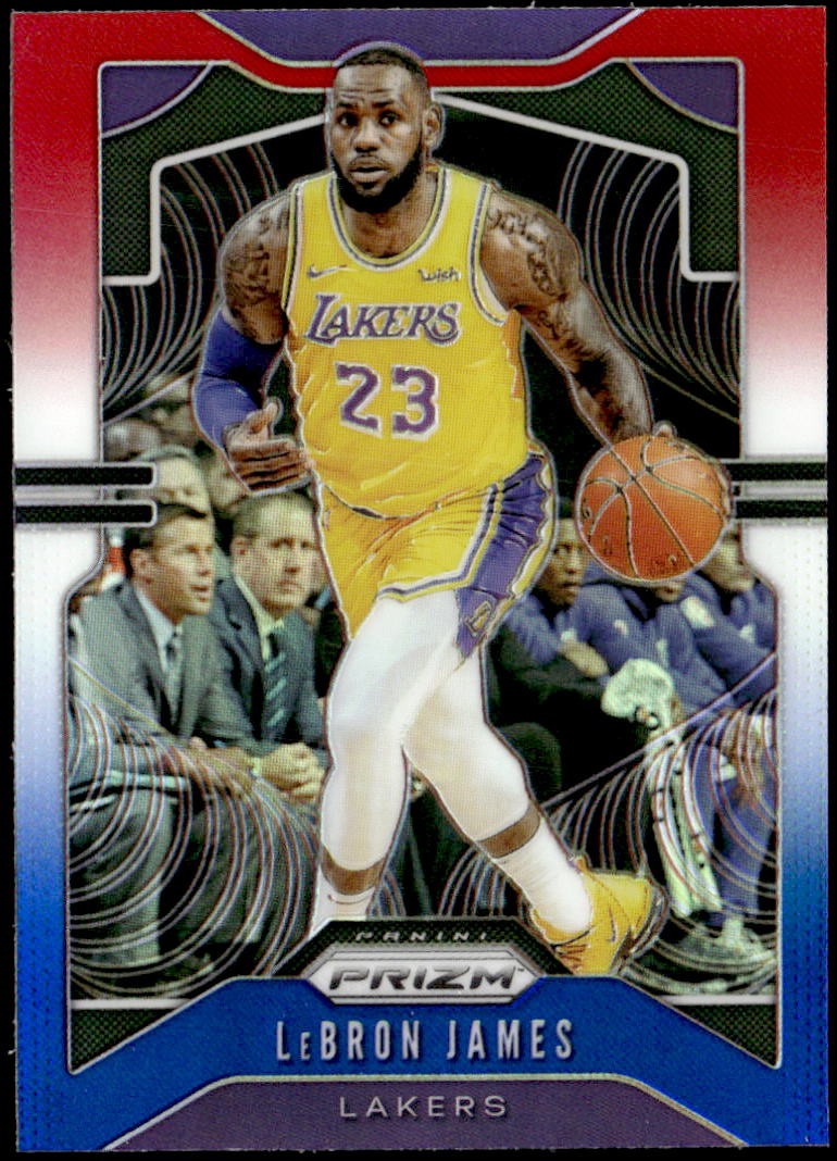2019-20 Panini Prizm #129 LeBron James Prizms Red White and Blue E1
