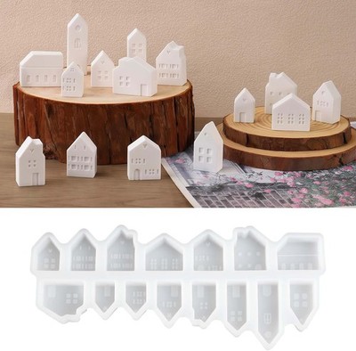 15 Stück Silikonformen Gießformen Häuser 3D Haus Kerzenhalter Weihnachten Gips G