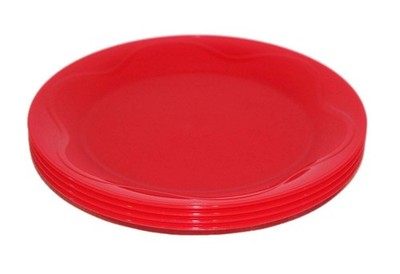 Tupperware Set of 4 Plates 8'' Round Open House Floresta Red Medium,
