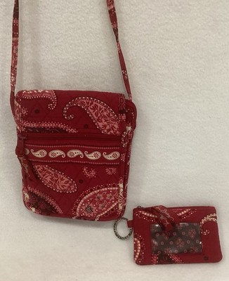 Vera Bradley retired Mesa Red Crossbody handbag + zip up ID/ Coin  Lot of 2