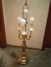 Vintage Brass Table Lamp 4 Bulbs-3 Way-36" Tall Works Great One Bulb On Or 4 On