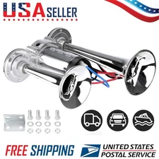 12V Super Loud Dual Trumpet Train Air Horn Compressor Kit For Trucks Car Boats