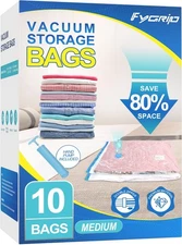 Vacuum Storage Bags Medium 10Pack SpaceSaver 80Percent Seal Pump Clothing Travel