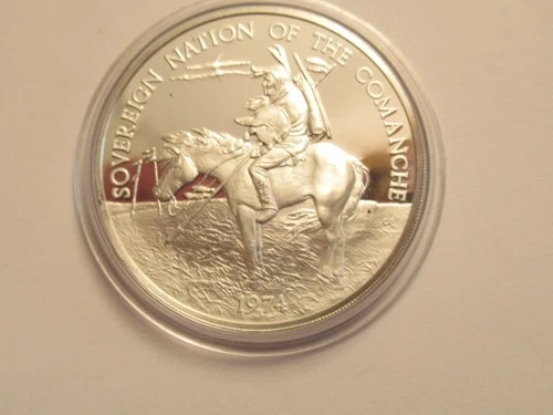 Vintage .8 oz .999 silver round, 1974 Sovereign Nation of the Commanche