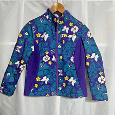 Girls Mountain Xpedition Jacket L 10-12 Purple Floral Fleece Lined Full Zip