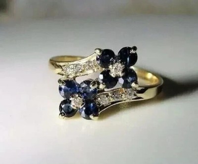 2 CT Round Cut Lab Created Sapphire Women's Wedding Ring 14k Yellow Gold Plated