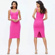 NWT Dress The Population Nicole Sheath Cocktail Midi Dress Size L Bright Fuchsia