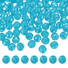 400 Pcs Acrylic Round Faceted Beads 8mm Loose Bead, Deep Lake Blue