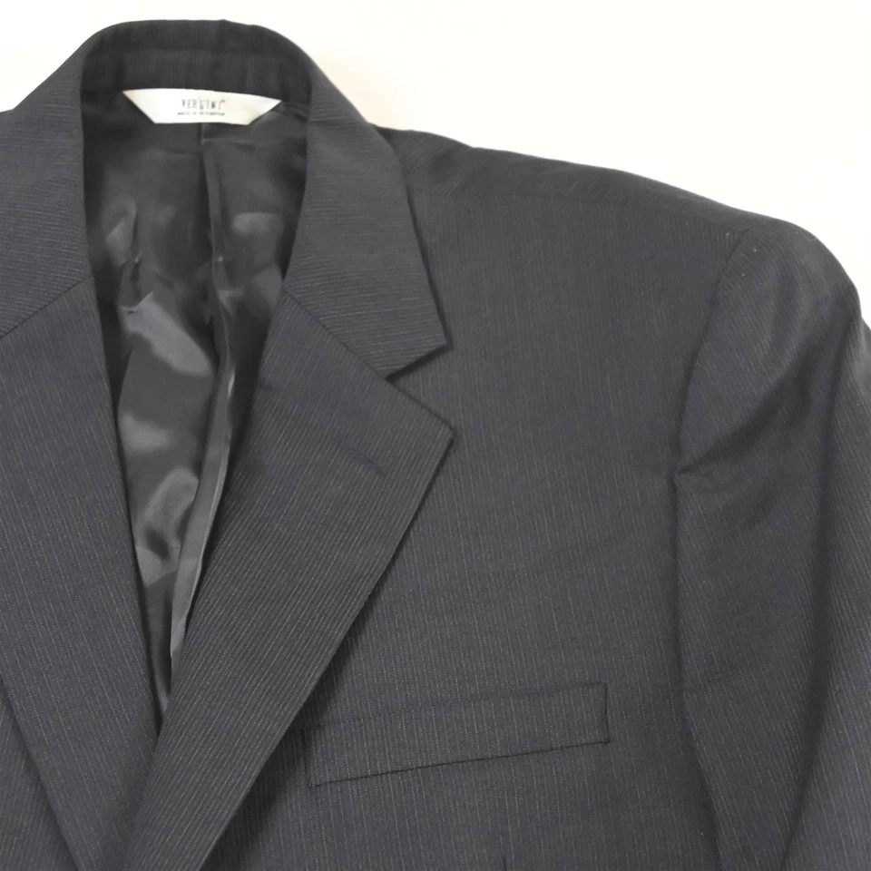 Chaqueta Pantalones Traje Versini 46R 38x32 Azul Marino Rayas 100% Lana Para Hombre Foto 3 de 4