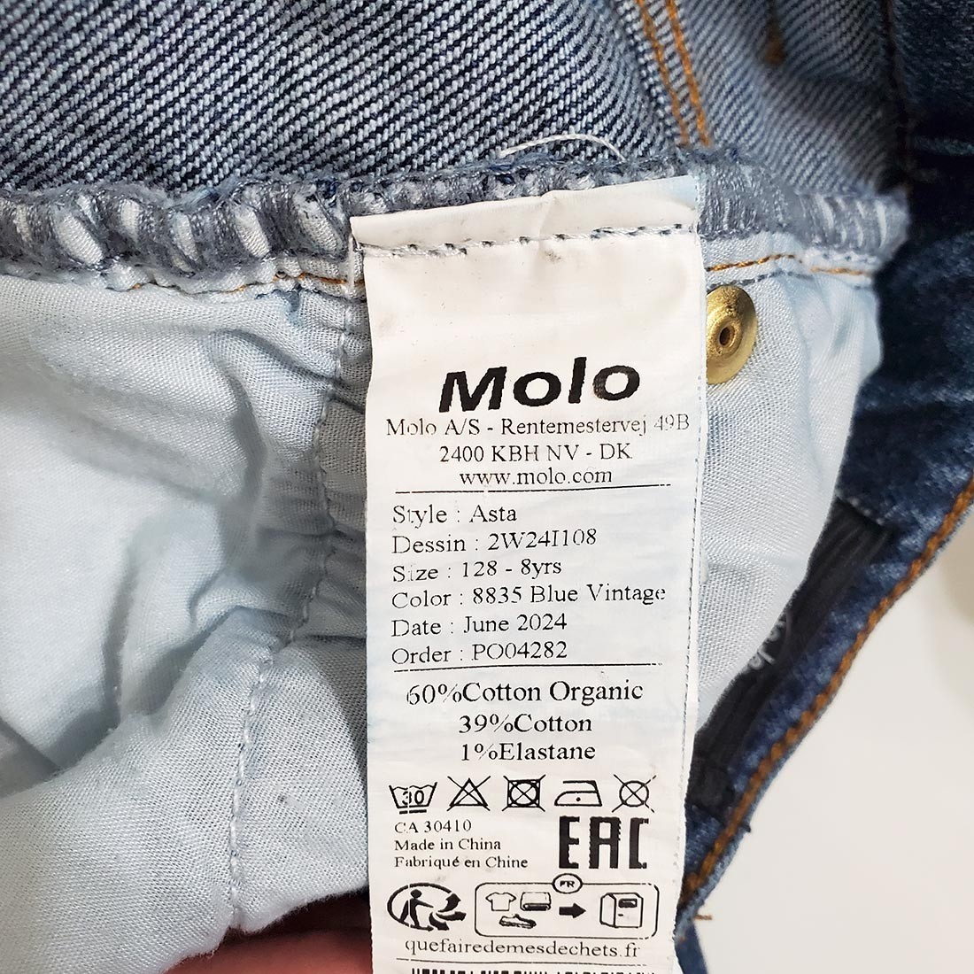 MOLO Girls Asta Flared Jeans 8 Years 128cm Blue Vintage Organic Cotton Blend