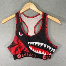 Ethika Shark Camo Sports Bra Womens Medium Red Black Racerback Top