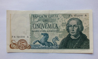repubblica Banconota 5.000 Lire colombo tre caravelle 1971 NON CIRCOLATA