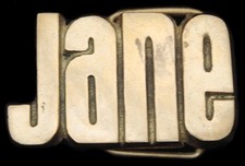 KK08113 NOS VINTAGE 1970s CUT-OUT NAME  JANE  SOLID BRASS BUCKLE