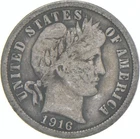 1916-P Barber Dime 90% Silver Average Circ *3750
