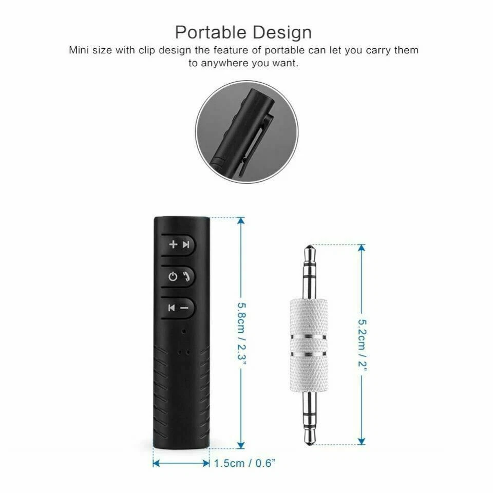 Wireless Bluetooth Receiver 3.5mm AUX Audio Stereo Music Hands Free Car Adapter - Image 4 of 4