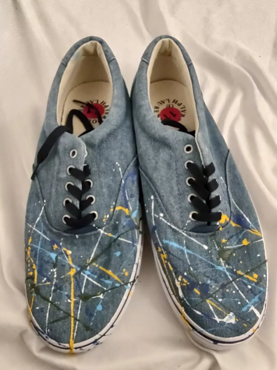 Polo Ralph Lauren Men s Thornton Denim Paint Splatter Shoes