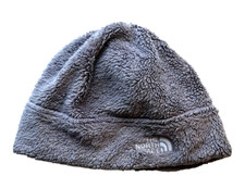 THE NORTH FACE SILVER GRAY FURRY FLEECE BEANIE HAT GIRL'S YOUTH ONE SIZE OS