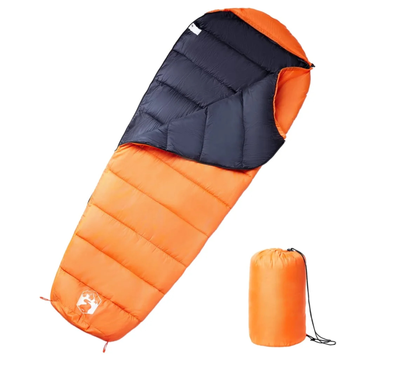 Sac de couchage momie camouflage orange et noir de 215 x 85 cm pour bivouac 3 saisons