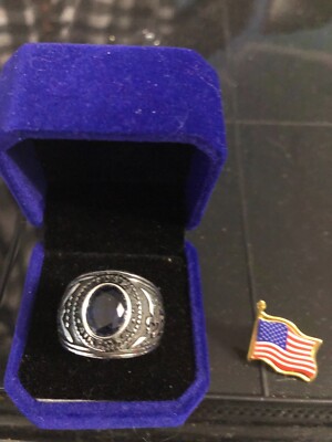AIR FORCE STAINLESS STEEL MENS RING SZ 10 PLUS FREE LAPEL PIN TIE TAC ...