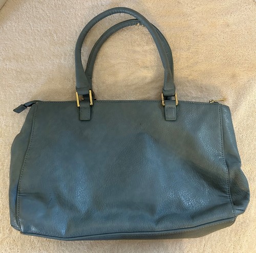 Olivia + Joy New York Blue Satchel Handbag Faux Leather - Picture 2 of 8
