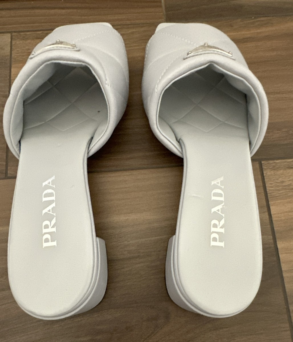 PRADA サンダル 39 Prada Quilted Slide sandals - Cornflower Blue -Women's Size 39 EU