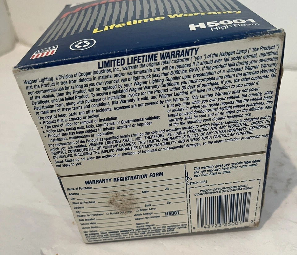 Faro de luz alta Wagner Lighting H5001 nuevo stock antiguo sellado Foto 3 de 4