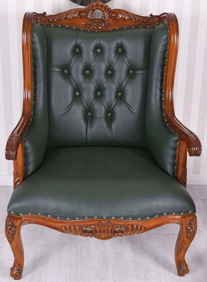 Englischer Ohrensessel Antik Fernsehsessel Relaxsessel Mahagoni Sessel Retro - Bild 4 von 4