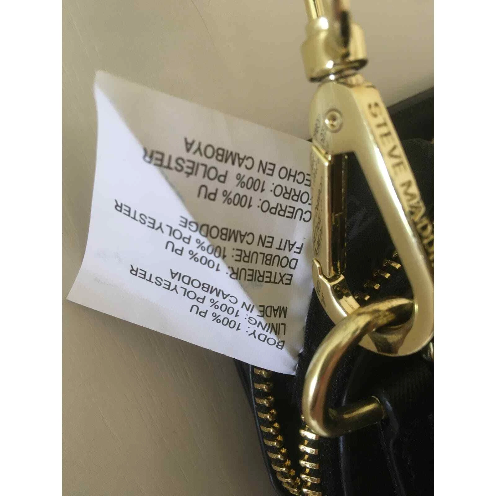Steve Madden borsa a tracolla 2 scomparti con cerniera cinturino rimovibile accento oro