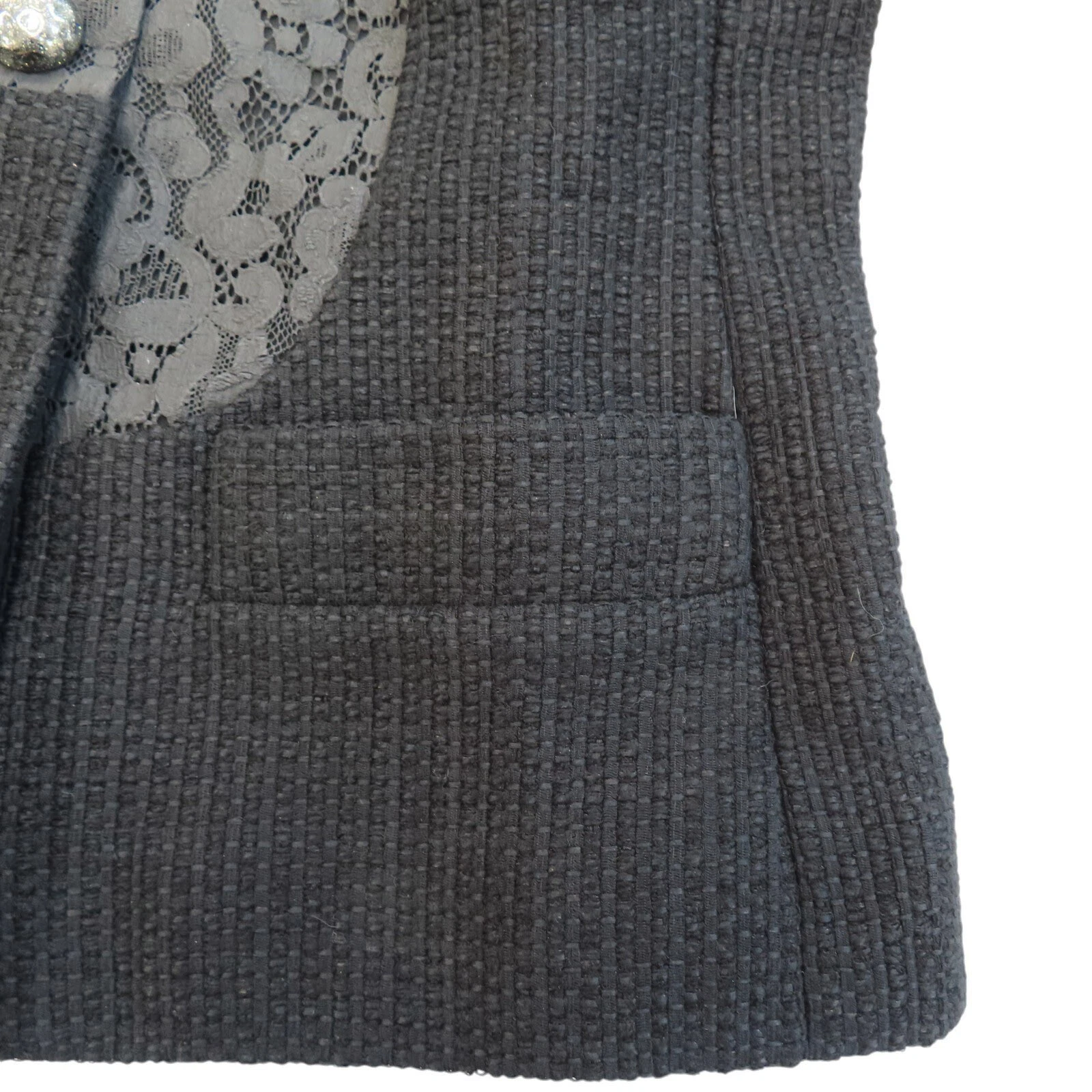 Giacca CHANEL tweed e pizzo nera taglia 36