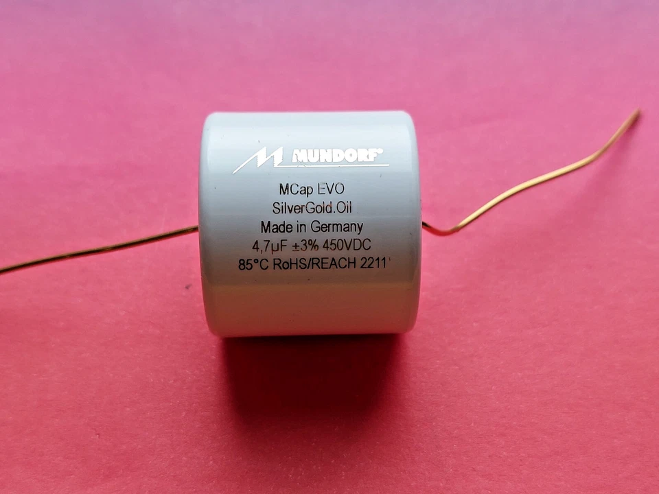 MUNDORF MESGO MCAP EVO SILVER GOLD OIL 4,7μf 450V Condensatore di fascia alta