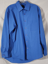 Pierre Cardin Men Slim Fit 16 1/2 32/33 Blue Dress Shirt Long Sleeve