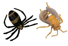 Lot of 2 Rubber Plastic Insects Bugs Spider And Bee Yellow