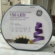 GE StayBright Random Sparkle 150 LED Warm White MicroBright Lights w/ Green Wire