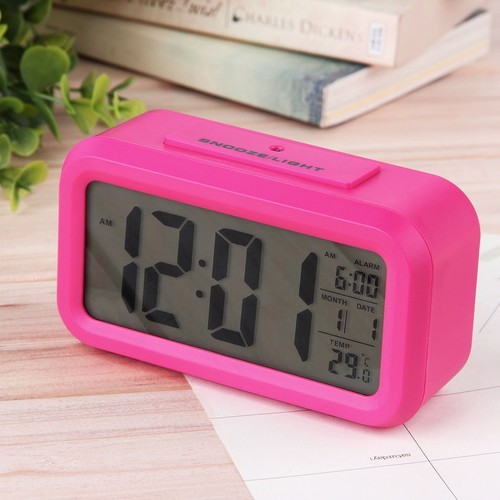 Digital Snooze LED Alarm Clock Backlight Time Calendar Thermometer Temperature - Picture 6 of 9