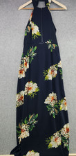 Fflmyuhuliu Maxi Dress Women Size M Blue Floral Back Tie Square Neck Sleeveless
