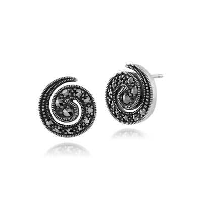 Boucles D'oreilles Rondes En Argent Sterling 925 Avec Marcassite - Gemondo - Neuf Avec étiquettes