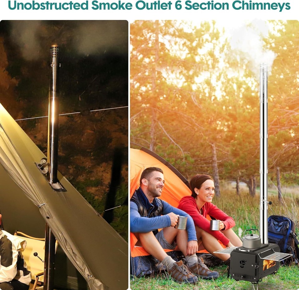Outdoor Camping Tent Wood Stove Portable Heating Wood Burning Heating
