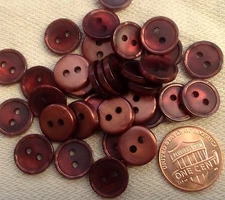 24 Small Coppery Brown Pearlized Plastic Buttons Just Over 7/16" 12mm # 7168