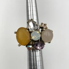 Cocktail Ring Adjustable Size 5.5 - 6.5 Bauble Cluster Jewelry Fashion Gold Tone