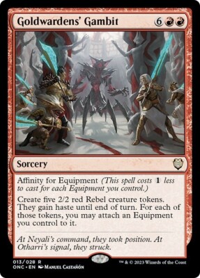 gold cards mtg GOLDWARDENS' GAMBIT mtg NM-M Commander Phyrexia 1 Rare