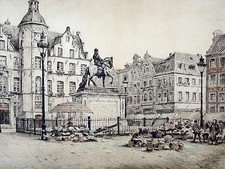 Fritz Hartmann 1878 - ebenda / Düsseldorf, Marktplatz / große Radierung handsig.
