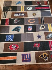 NFC Pottery Barn PB Teen NFL Football Quilted Blanket 84  x69  USED GOOD CONDITIO