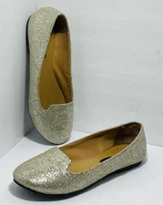 Ann Taylor Woman's silver sparkel flats Sz 7M
