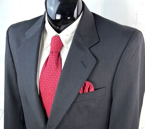 VITO RUFOLO (44R 36W) Mens Dark Solid Gray Wool Jacket Pleat Cuff Pants Suit - Picture 2 of 11