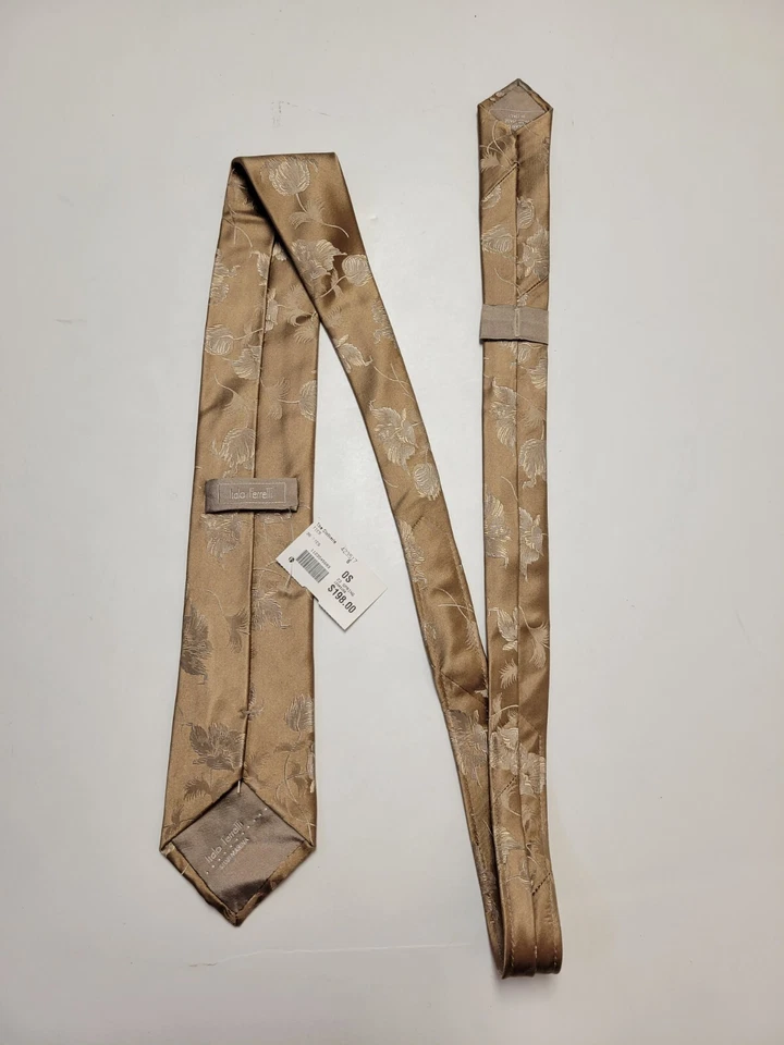 $198 Nueva Corbata para Hombre ITALO FERRETTI 100% SEDA ORO TONAL FLORAL HECHA EN ITALIA Foto 3 de 4