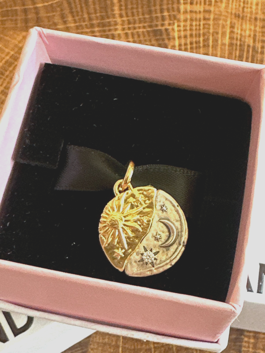 BN Pandora Sun and Moon Medallion Charm Sterling silver,14k gold