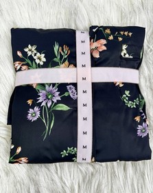 NWT Victoria&rsquo;s Secret Satin Pajama Set BLACK FLORAL SZ M MEDIUM NEW RELEASE!