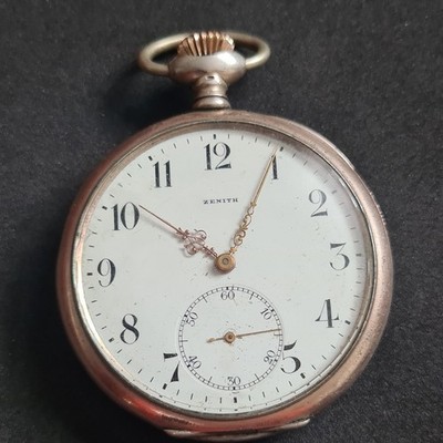 Antique solid Silver gents Zenith Pocket Watch Ref4694