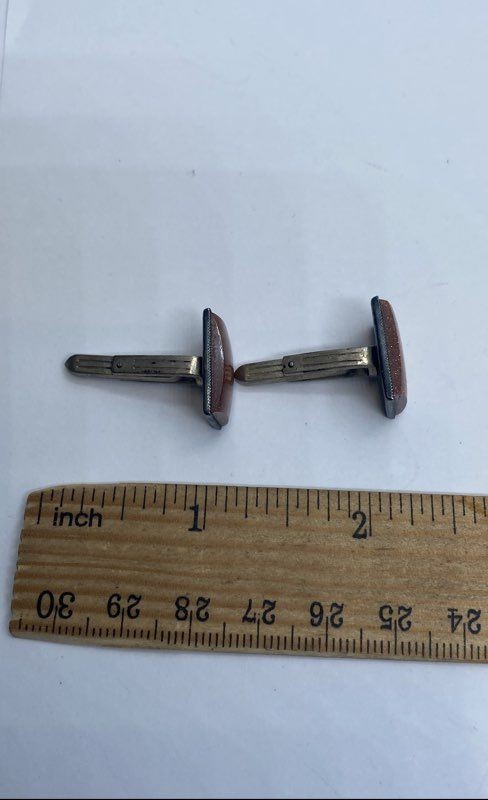 Sterling Silver Goldstone Rectangular Cufflink 11… - image 6