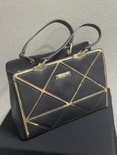 Black/Gold Geometric Design Bag With Detachable Long Strap
